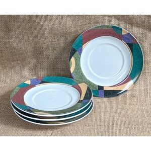 Vintage Studio Nova Impulse 7 Inch Bread Saucer Plates Funky Abstract New Wave